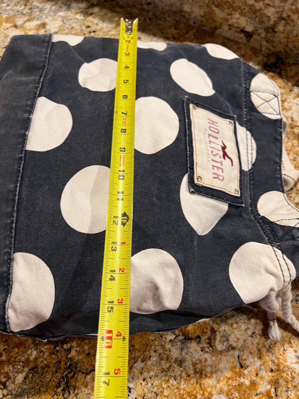 Hollister Black Canvas Tote with white Polka Dots - Picture 6 of 6